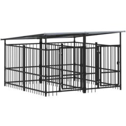Gabbed pour une clôture de cage pour chiens extérieurs avec un toit en acier de taille différente