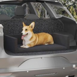 Lit d'auto pour chien | Coussin Matelas pour chien Noir 90x60 cm Aspect de lin 19391 - Noir