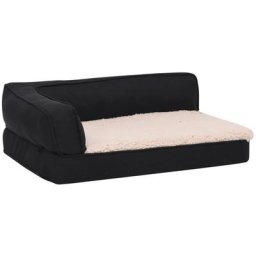 Matelas de lit ergonomique de chien 75x53 cm Polaire aspect lin Vidaxl Noir et crème