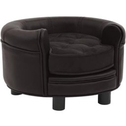 Canapé pour chien Marron 48x48x32 cm Peluche et similicuir vidaXL - Marron