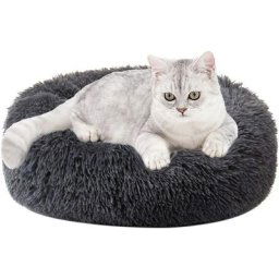 Lit rond en peluche pour chien et chat - Lits pour chat - 40 cm, Gris Foncé - Gris foncé