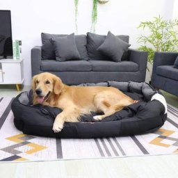 Panier Chien Imperméable de Grande Taille avec Coussin Intérieur Détachable Lit Doux pour Gros