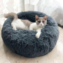 Lit pour Chat Lit pour Chien Extra-Doux Confortable et Mignon Coussin Donut 40cm
