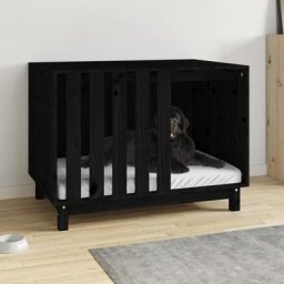 Niche pour chien Lit pour chien | Noir 90x60x67 cm Bois de pin massif 13597