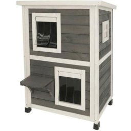 Maison d'extérieur pour chats Family 57x55x80 cm Gris et blanc Kerbl - N/A