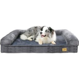 Panier Chien Grande Taille Canapé Lit pour Grand Chien Lavable Coussin Apaisant en Éponge et
