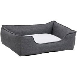 Lit pour chiens Gris et blanc 85,5x70x23 cm Aspect lin Polaire Vidaxl Gris et blanc