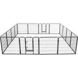 Parc pour chiens 16 panneaux Acier 80 x 80 cm Noir Vidaxl n/a