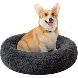 Lit rond en peluche pour chien et chat - Lits pour chat - 70cm, Gris Foncé - Gris foncé