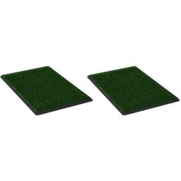 Tapis pour animaux 2 pcs avec plateau et gazon artificiel Vert Vidaxl n/a