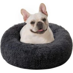 Lit rond en peluche pour chien et chat - Lits pour chat - 60cm, Gris Foncé - Gris foncé