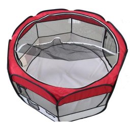 Clôture détachable amovible pour animaux de compagnie, ronde à huit côtés-rouge