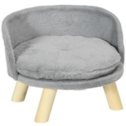 Canapé lit panier pour chien design scandinave coussin moelleux amovible pieds en bois ø 40,5 x 33H