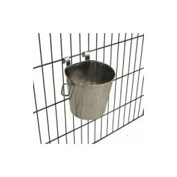Dog Bucket Drinker, en acier inoxydable, spécial pour l'accrochage en cage, capacité 5 700 ml.