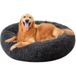 Lit rond en peluche pour chien et chat - Lits pour chat - 100cm, Gris Foncé - Gris foncé