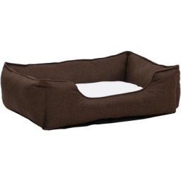 Lit pour chiens Marron et blanc 65x50x20 cm Aspect de lin Vidaxl Marron et blanc