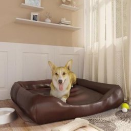 Lit pour chien | Coussin Matelas pour chien Marron 80x68x23 cm Similicuir 21122 - Brun