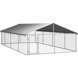 Chenil d'extérieur avec toit pour chiens - Parc enclos pour animaux 600x300x150 cm BV316318