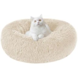 Panier Chien et Chat Moelleux Rond - Coussin Chat et Chien Anti Stress Apaisant en Peluche, Donut