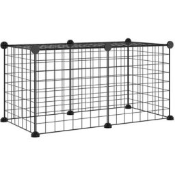 Cage animaux de compagnie à 8 panneaux Noir 35x35 cm Acier Vidaxl n/a