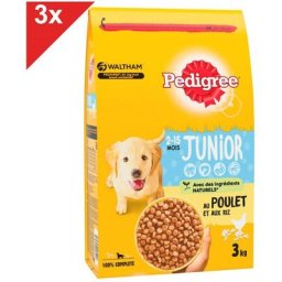 Chien Junior Croquettes au poulet pour chiot 3x3kg - Pedigree