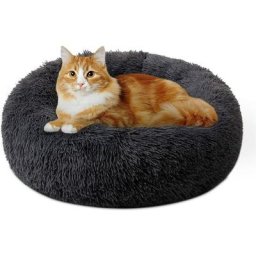 Lit rond en peluche pour chien et chat - Lits pour chat - 50cm, Gris Foncé - Gris foncé