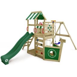 Aire de jeux Portique bois SeaFlyer avec balançoire et toboggan Cabane enfant exterieur avec bac à