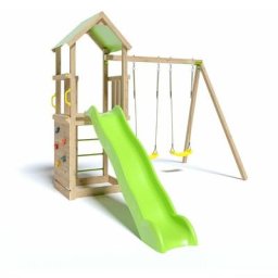 Aire de jeux smart xperience, pf 1,20m, bac a sable, mur de grimpe, toboggan 2,63m + extension