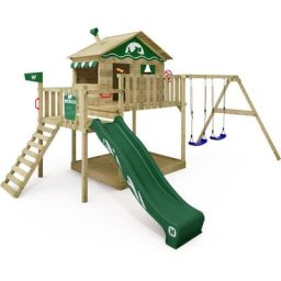 Aire de jeux Portique bois Smart Coast avec balançoire et toboggan Maison enfant sur pilotis avec