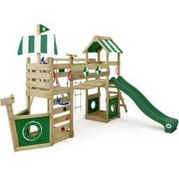 Aire de jeux Portique bois StormFlyer avec balançoire et toboggan Cabane enfant exterieur avec bac