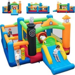 5 en 1 Château Gonflable Enfants avec Toboggan, Aire de Jeux Gonflable avec Thème de Train, 3
