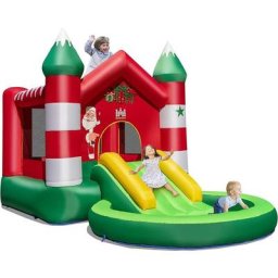 Château Gonflable pour Enfants 3-10 ans sur Thème de Noël avec Toboggan,Piscine Rondes à Balles