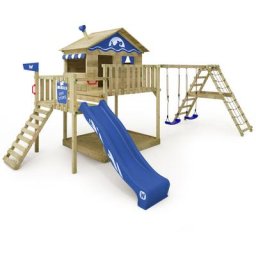Aire de jeux Portique bois Smart Coast avec balançoire et toboggan Maison enfant sur pilotis avec