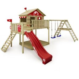 Aire de jeux Portique bois Smart Ocean avec balançoire et toboggan Maison enfant sur pilotis avec