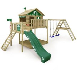 Aire de jeux Portique bois Smart Ocean avec balançoire et toboggan Maison enfant sur pilotis avec