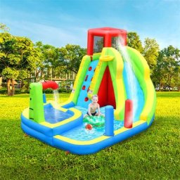 Château gonflable 6 en 1 pour enfants de 3 à 10 ans, Outdoor Castle Bouncer avec toboggan Piscine