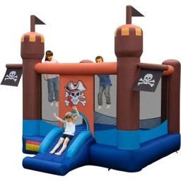 Château Gonflable Pirates avec Toboggan et Panier de Basket-Ball, Structure Gonflable d'Intérieur