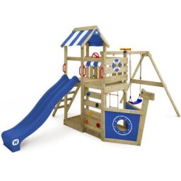Aire de jeux Portique bois SeaFlyer avec balançoire et toboggan Cabane enfant exterieur avec bac à