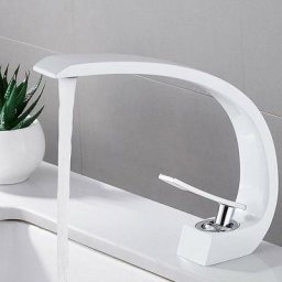 Mitigeur de lavabo pour salle de bain - Chromé - Moderne - Pour salle de bain - Blanc