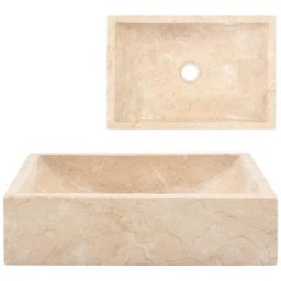 Vasque salle de bain - Moderne Évier 45 x 30 x 12 cm Marbre Crème FR70656