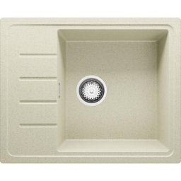 Evier Cuisine en Granit Beige, 62 x 50 cm, Lavabo 1 bac + Siphon Classique, Évier à Encastrer