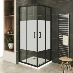 Saniverre - lanablack+ Cabine douche h 190 cm porte coulissante centre-opaque 80 x 100 cm