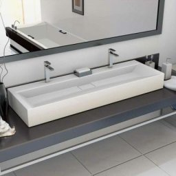 Hommoo - Lavabo 120x46x11 cm Fonte minerale/marbre Blanc HDV05906