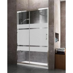 Ducha.es - paroi de douche frontale - 1 porte coulissante et 1 panneau fixe 170CM sérigraphie