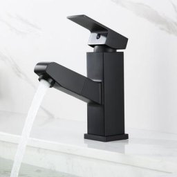Robinet lavabo avec douchette extractible Noir monotrou Mitigeur de Lavabo Salle de Bain pour