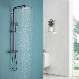 Colonne de Douche Thermostatique 2 Fonctions Ensemble de Douche avec Tête de Douche Ultra-mince