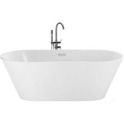 Baignoire Îlot Centrale Design de Forme Ovale en Acrylique Blanc de Qualité 150 cm Capacité 200