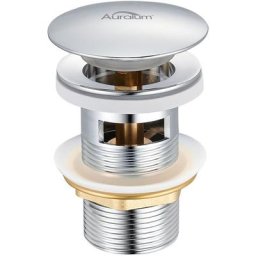 Auralum - Bonde Chromé Pop-Up Grande Surface avec Trop-Plein Automatique Push Open pour Evier ou