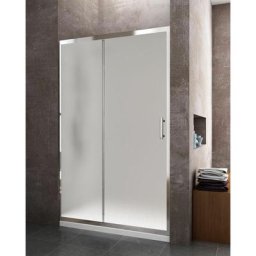 Ducha.es - paroi de douche frontale - 1 porte coulissante et 1 panneau fixe 130CM translucide