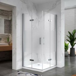 Saniverre - atéa Cabine de douche h 180 cm porte pliante pivotante en verre 6 mm semi-opaque 90 x